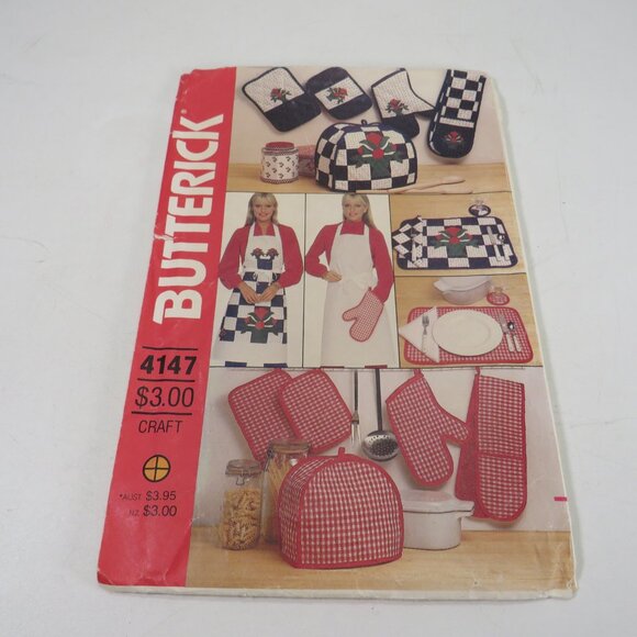 Butterick 4147 Clothing Pattern UNCUT Kitchen Apron, Mitt, Toaster Cover, etc - Picture 2 of 7